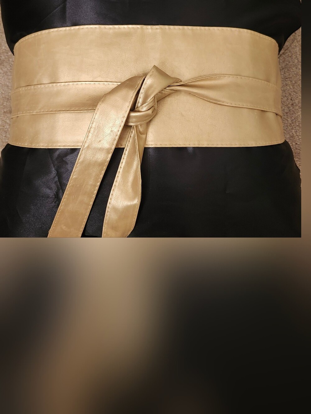 Gold Wide Obi Waist Belt - Wrap Tie Sash